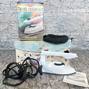 Travel Essentials Folding Travel Steam Iron Dual Voltage Multi Temp